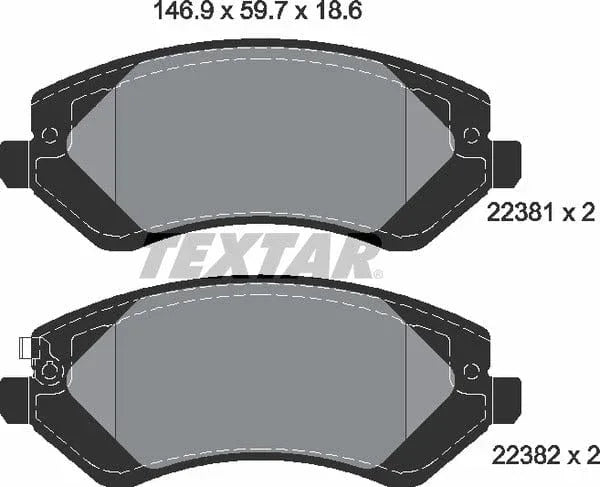 Textar Brake Pads Full Set Of 4 Front 2238101 - image 5