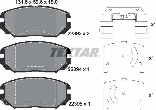 Textar Brake Pads Full Set Of 4 Front 2239301 - image 5