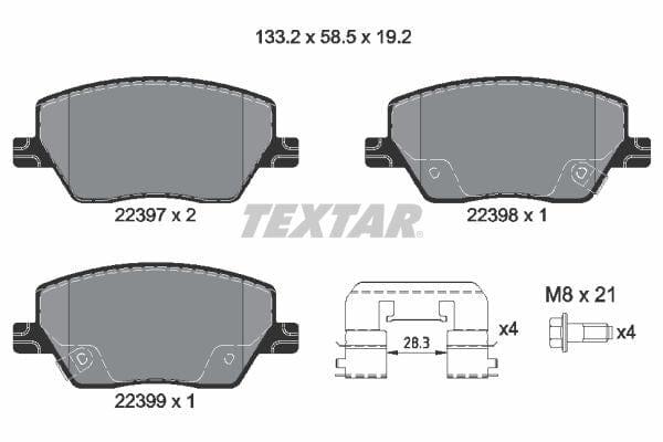 Textar Brake Pads Full Set Of 4 Front With Brake Caliper Screws With Accessories 2239701 - image 4