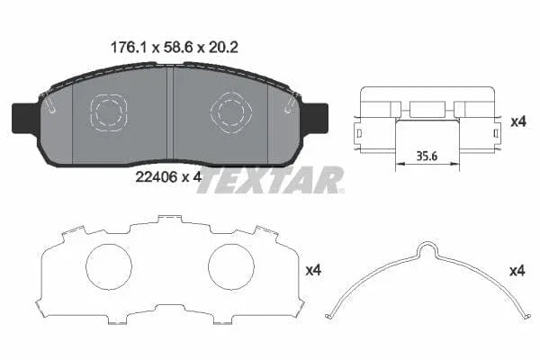 Textar Brake Pads Full Set Of 4 Front With Accessories 2240601 - image 4