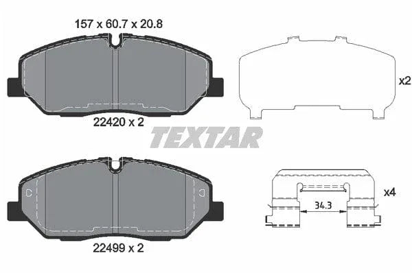 Textar Brake Pads Full Set Of 4 Front With Accessories 2242001 - image 5