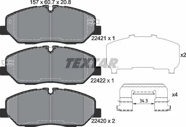 Textar Brake Pads Full Set Of 4 Front With Accessories 2242101 - image 5
