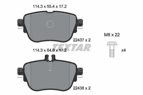 Textar Brake Pads Full Set Of 4 Rear With Brake Caliper Screws 2243701 - image 4