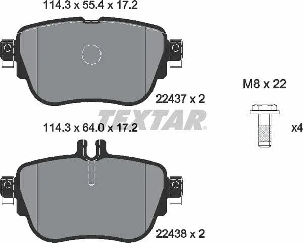 Textar Brake Pads Full Set Of 4 Rear With Brake Caliper Screws 2243701 - image 5