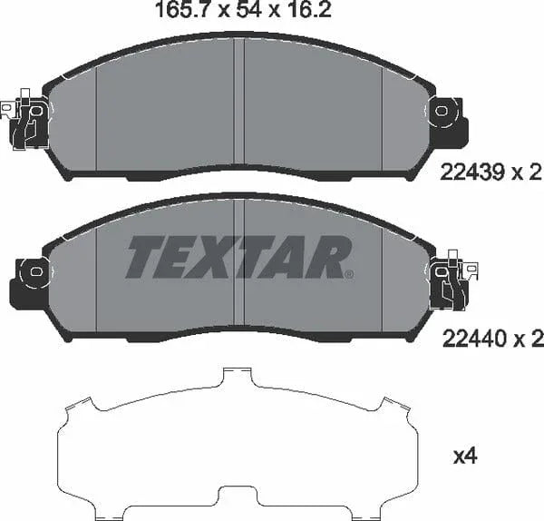 Textar Brake Pads Full Set Of 4 Front With Accessories 2243901 - image 5