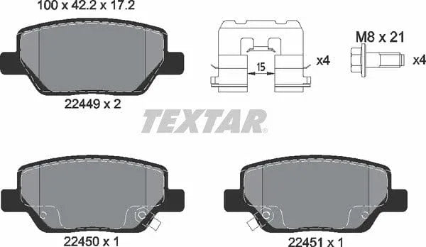 Textar Brake Pads Full Set Of 4 Rear With Brake Caliper Screws With Accessories 2244901 - image 5