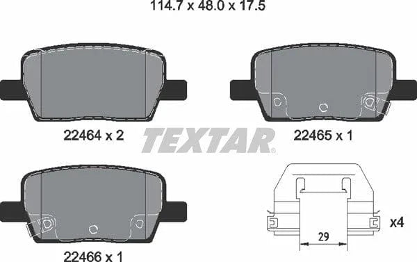 Textar Brake Pads Full Set Of 4 Rear With Accessories 2246401 - image 5