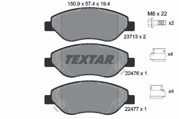 Textar Brake Pads Full Set Of 4 Front With Brake Caliper Screws With Accessories 2247601 - image 4