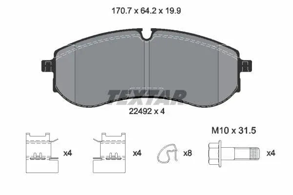 Textar Brake Pads Full Set Of 4 Rear With Brake Caliper Screws With Accessories 2249201 - image 4