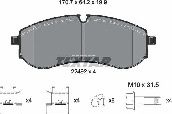 Textar Brake Pads Full Set Of 4 Rear With Brake Caliper Screws With Accessories 2249201 - image 5