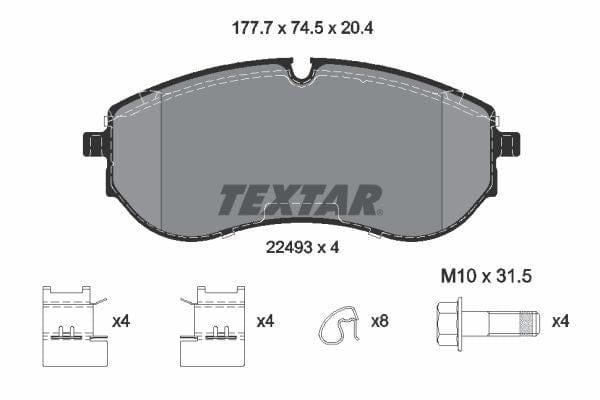 Textar Brake Pads Full Set Of 4 Front With Brake Caliper Screws With Accessories 2249301 - image 4