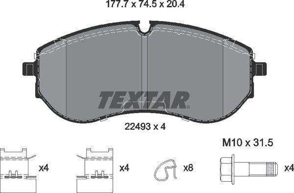 Textar Brake Pads Full Set Of 4 Front With Brake Caliper Screws With Accessories 2249301 - image 5
