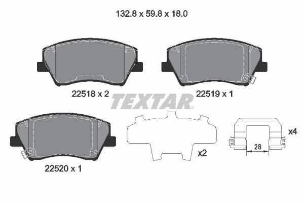 Textar Brake Pads Full Set Of 4 Front With Accessories 2251801 - image 4