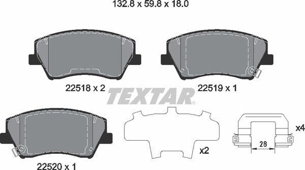 Textar Brake Pads Full Set Of 4 Front With Accessories 2251801 - image 5