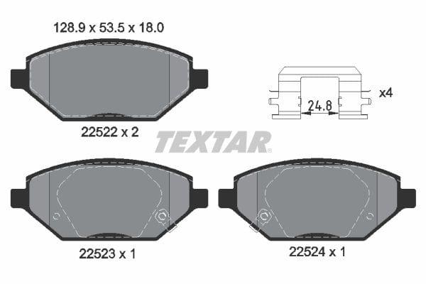 Textar Brake Pads Full Set Of 4 Front With Accessories 2252201 - image 4