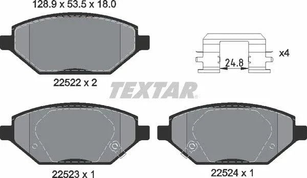 Textar Brake Pads Full Set Of 4 Front With Accessories 2252201 - image 5