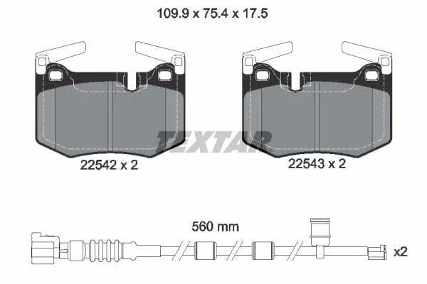 Textar Brake Pads Full Set Of 4 Rear With Accessories 2254201 - image 4