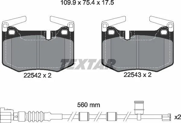 Textar Brake Pads Full Set Of 4 Rear With Accessories 2254201 - image 5