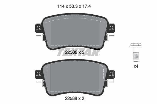 Textar Brake Pads Full Set Of 4 Rear With Brake Caliper Screws 2258801 - image 4