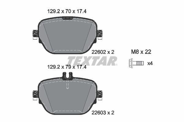 Textar Brake Pads Full Set Of 4 Rear With Brake Caliper Screws 2260201 - image 4
