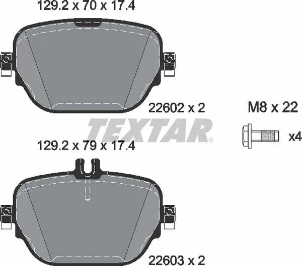 Textar Brake Pads Full Set Of 4 Rear With Brake Caliper Screws 2260201 - image 5