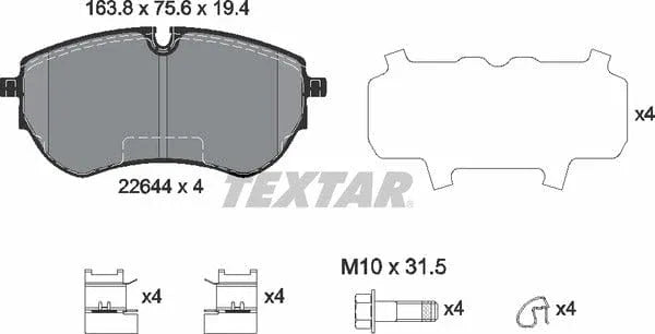 Textar Brake Pads Full Set Of 4 Front With Brake Caliper Screws With Accessories 2264401 - image 5