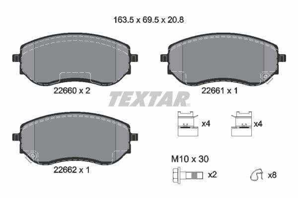 Textar Brake Pads Full Set Of 4 Front With Brake Caliper Screws With Accessories 2266001 - image 4