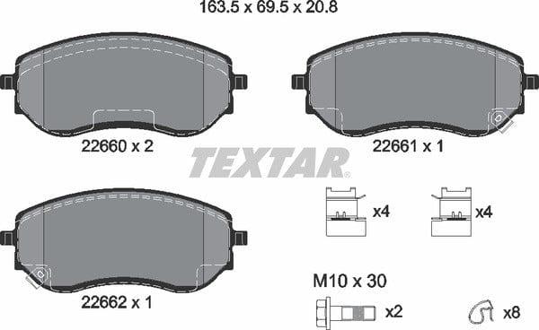 Textar Brake Pads Full Set Of 4 Front With Brake Caliper Screws With Accessories 2266001 - image 5