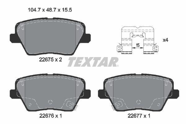 Textar Brake Pads Full Set Of 4 Rear With Accessories 2267501 - image 4