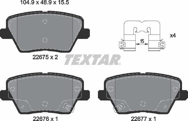 Textar Brake Pads Full Set Of 4 Rear With Accessories 2267501 - image 5