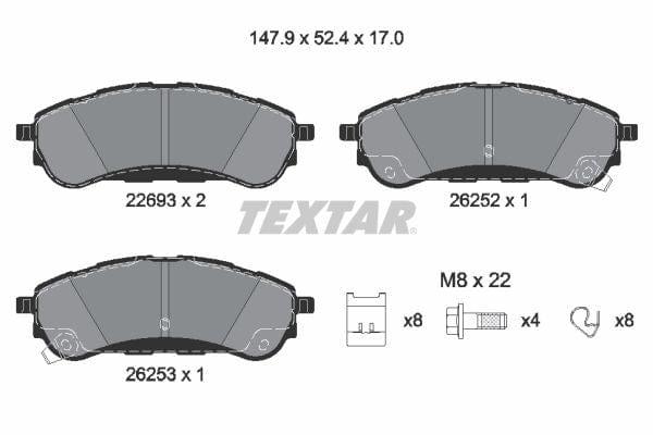 Textar Brake Pads Full Set Of 4 Rear With Brake Caliper Screws With Accessories 2269301 - image 4