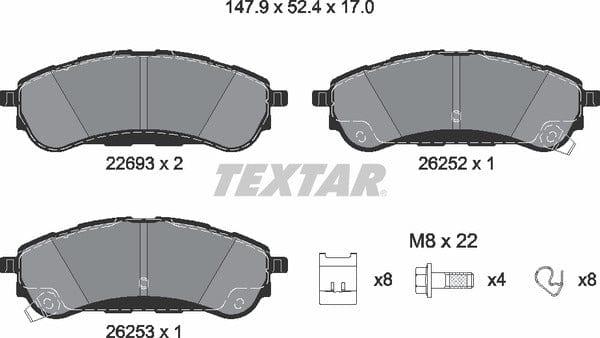 Textar Brake Pads Full Set Of 4 Rear With Brake Caliper Screws With Accessories 2269301 - image 5