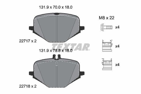 Textar Brake Pads Full Set Of 4 Rear With Brake Caliper Screws With Accessories 2271701 - image 4