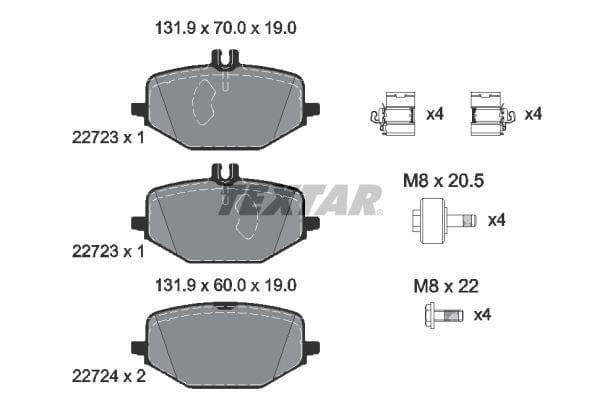 Textar Brake Pads Full Set Of 4 Rear With Brake Caliper Screws With Accessories 2272301 - image 4