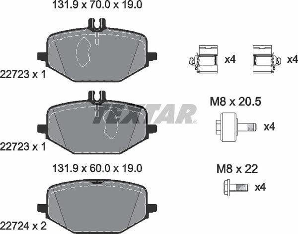 Textar Brake Pads Full Set Of 4 Rear With Brake Caliper Screws With Accessories 2272301 - image 5