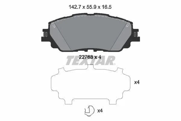 Textar Brake Pads Full Set Of 4 Front With Accessories 2276801 - image 4