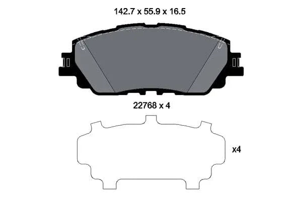 Textar Brake Pads Full Set Of 4 Front With Accessories 2276801 - image 5