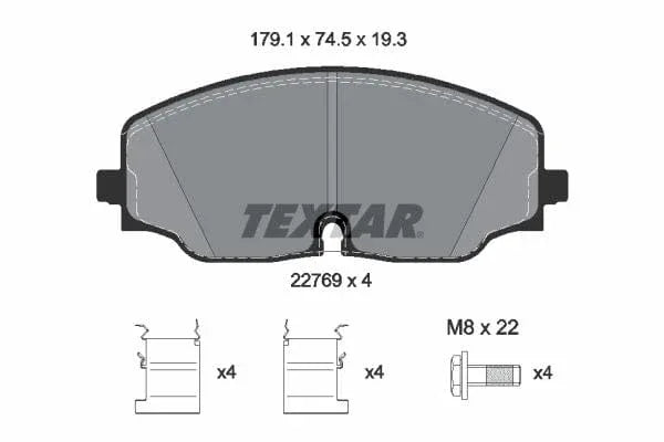 Textar Brake Pads Full Set Of 4 Front With Brake Caliper Screws With Accessories 2276901 - image 4