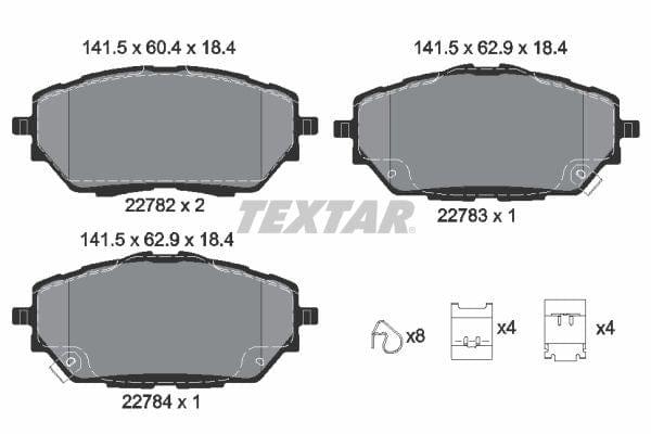 Textar Brake Pads Full Set Of 4 Front With Accessories 2278201 - image 4