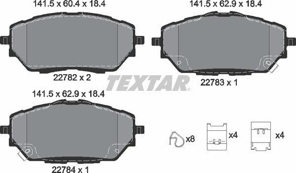 Textar Brake Pads Full Set Of 4 Front With Accessories 2278201 - image 5
