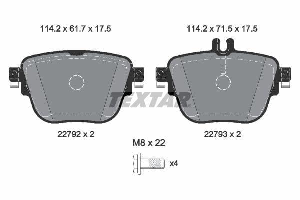 Textar Brake Pads Full Set Of 4 Rear With Brake Caliper Screws 2279201 - image 4