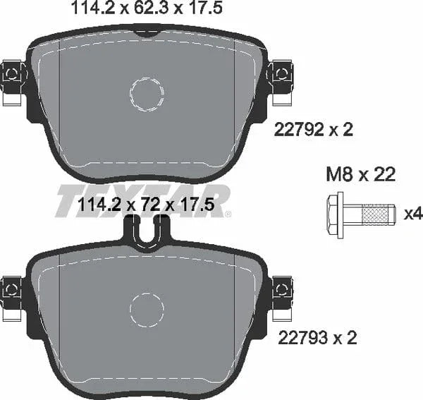 Textar Brake Pads Full Set Of 4 Rear With Brake Caliper Screws 2279201 - image 5