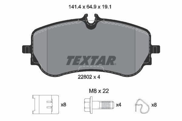 Textar Brake Pads Full Set Of 4 Rear With Brake Caliper Screws With Accessories 2280201 - image 4