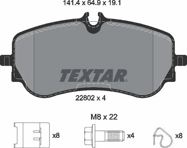 Textar Brake Pads Full Set Of 4 Rear With Brake Caliper Screws With Accessories 2280201 - image 5
