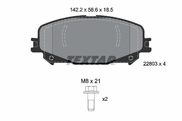 Textar Brake Pads Full Set Of 4 Front With Brake Caliper Screws 2280301 - image 4