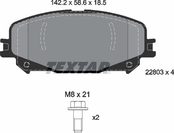 Textar Brake Pads Full Set Of 4 Front With Brake Caliper Screws 2280301 - image 5