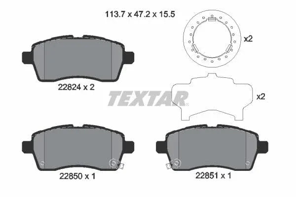 Textar Brake Pads Full Set Of 4 Front With Accessories 2282401 - image 4