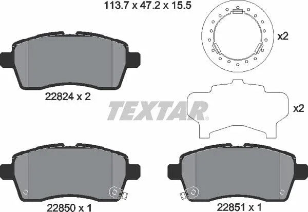 Textar Brake Pads Full Set Of 4 Front With Accessories 2282401 - image 5