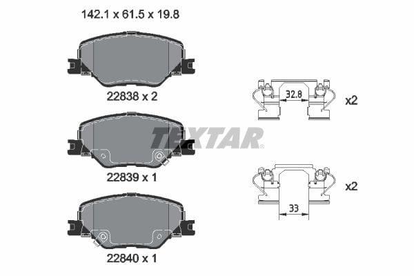 Textar Brake Pads Full Set Of 4 Front With Accessories 2283801 - image 4