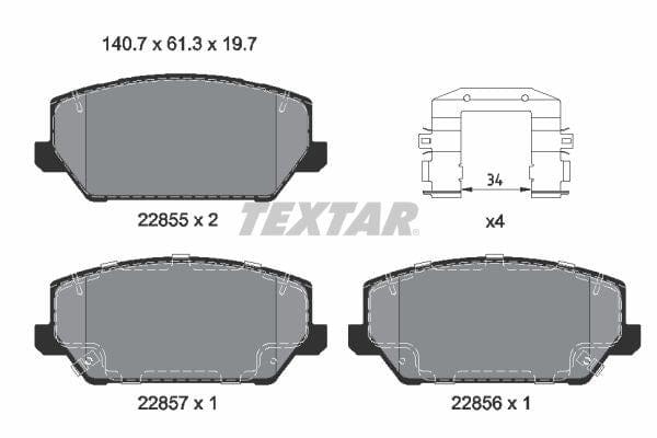 Textar Brake Pads Full Set Of 4 Front With Accessories 2285501 - image 4